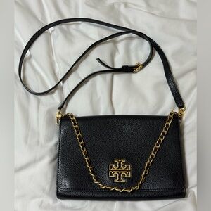 Tory Burch Black Crossbody Bag with Gold Accents